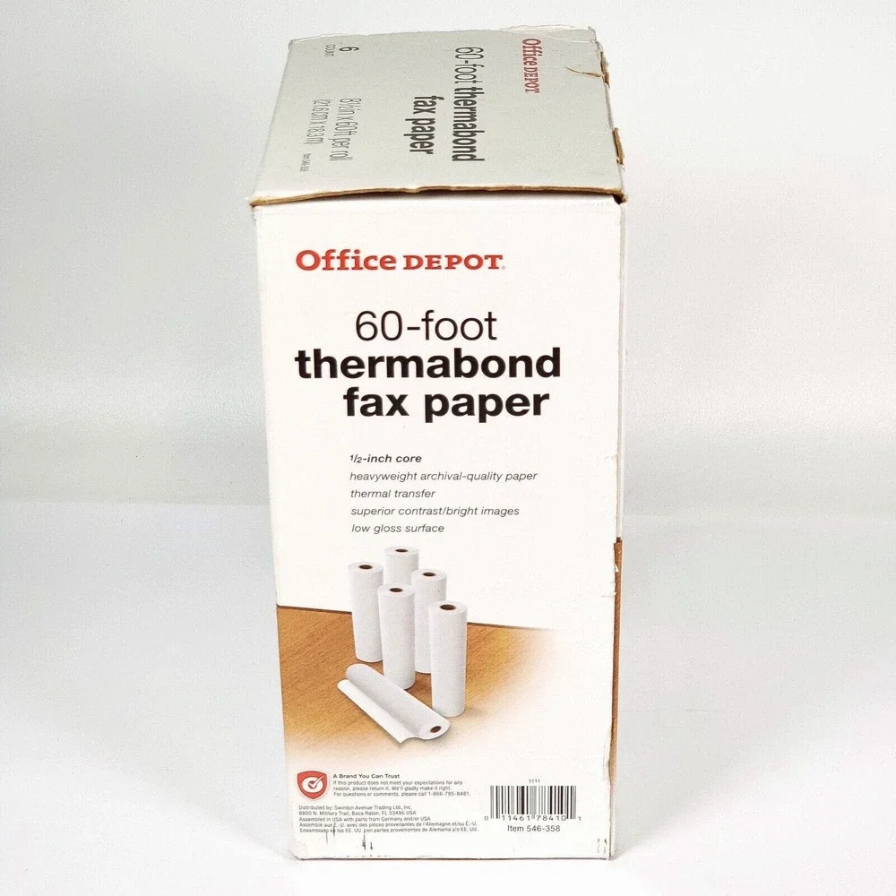 Office Depot 60-foot Thermabond Fax Machine Paper 6 Count 8.5in x 60ft Brand New